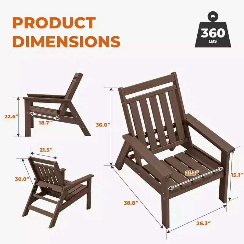 Hyleory Sedia Adirondack Regolabile da Giardino in HDPE, Sedia da Esterno per Tutte le Condizioni Atmosferiche (Confezione da 2)