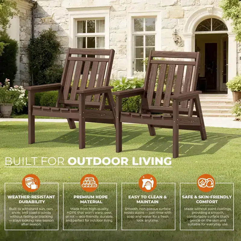 Hyleory Sedia Adirondack Regolabile da Giardino in HDPE, Sedia da Esterno per Tutte le Condizioni Atmosferiche (Confezione da 2)