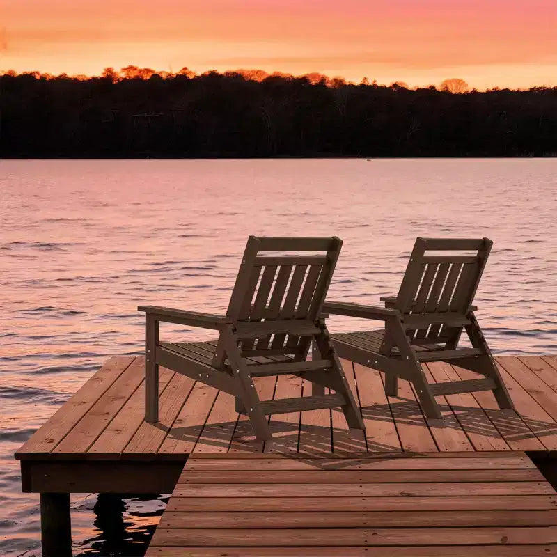 Hyleory Sedia Adirondack Regolabile da Giardino in HDPE, Sedia da Esterno per Tutte le Condizioni Atmosferiche (Confezione da 2)