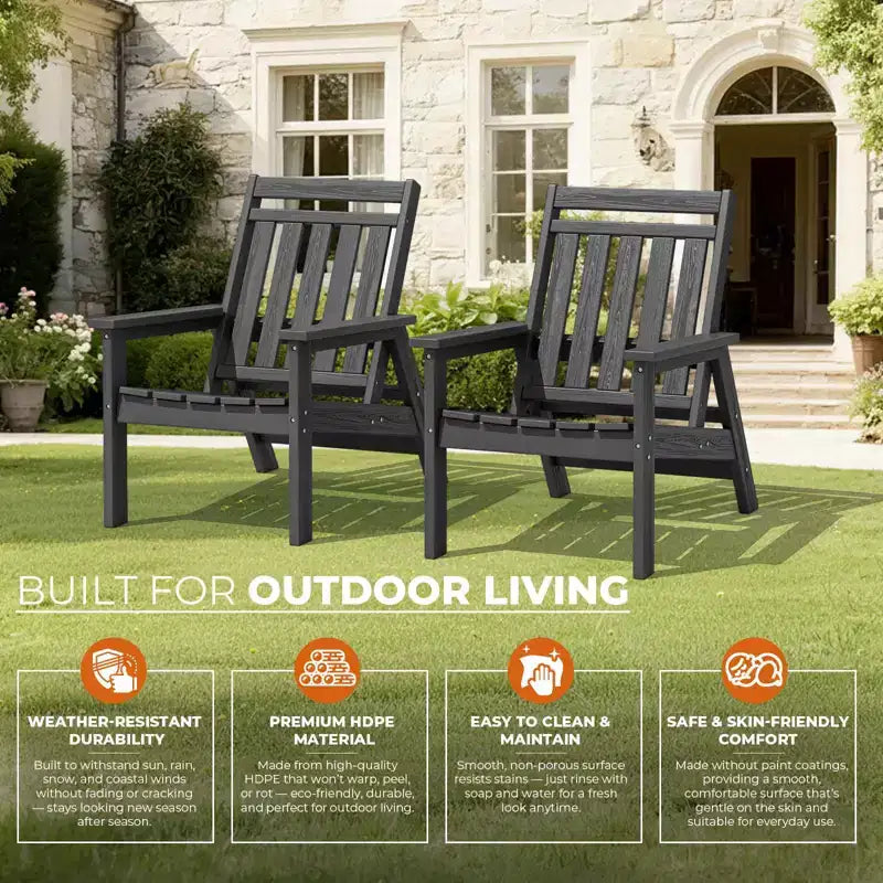 Hyleory Sedia Adirondack Regolabile da Giardino in HDPE, Sedia da Esterno per Tutte le Condizioni Atmosferiche (Confezione da 2)