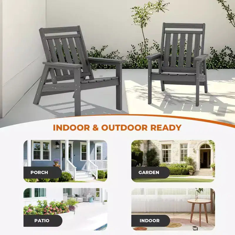 Hyleory Sedia Adirondack Regolabile da Giardino in HDPE, Sedia da Esterno per Tutte le Condizioni Atmosferiche (Confezione da 2)