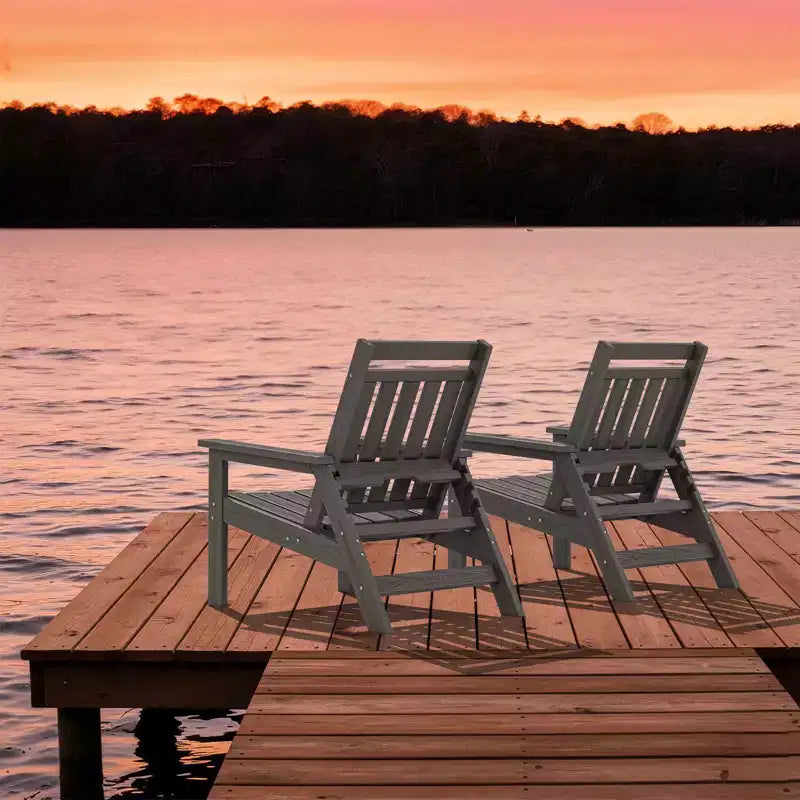 Hyleory Sedia Adirondack Regolabile da Giardino in HDPE, Sedia da Esterno per Tutte le Condizioni Atmosferiche (Confezione da 2)