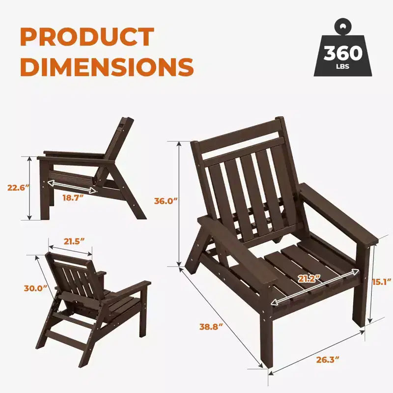 Hyleory Sedia Adirondack Regolabile da Giardino in HDPE, Sedia da Esterno per Tutte le Condizioni Atmosferiche (Confezione da 2)