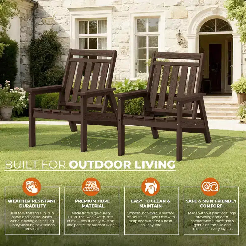 Hyleory Sedia Adirondack Regolabile da Giardino in HDPE, Sedia da Esterno per Tutte le Condizioni Atmosferiche (Confezione da 2)