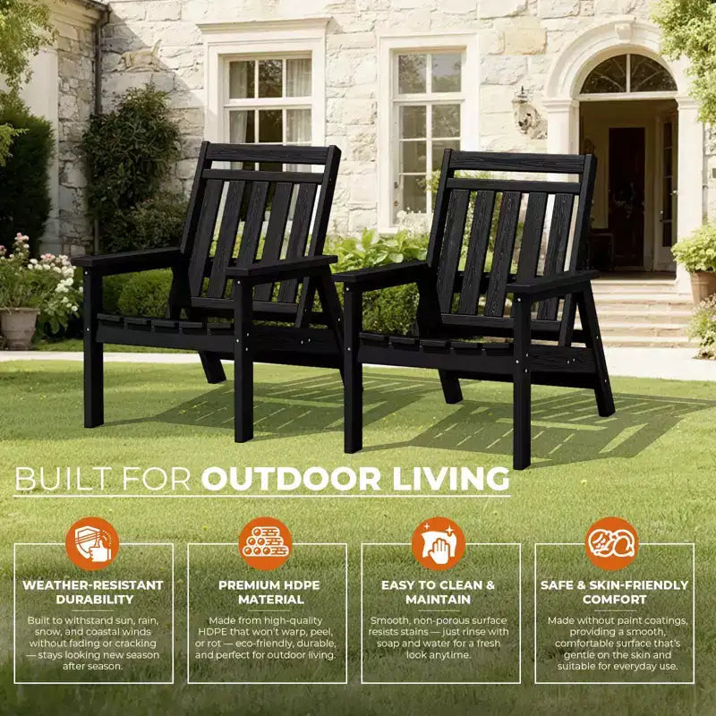 Hyleory Sedia Adirondack Regolabile da Giardino in HDPE, Sedia da Esterno per Tutte le Condizioni Atmosferiche (Confezione da 2)