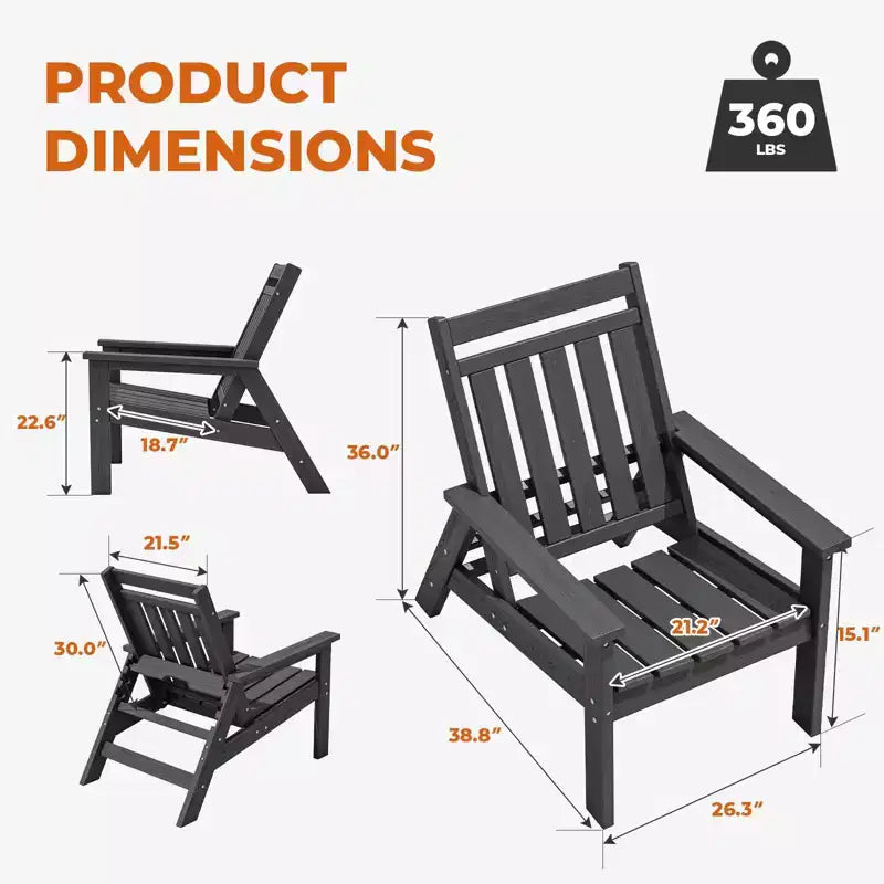 Sedia Adirondack regolabile da giardino Hyleory in HDPE, per tutte le stagioni
