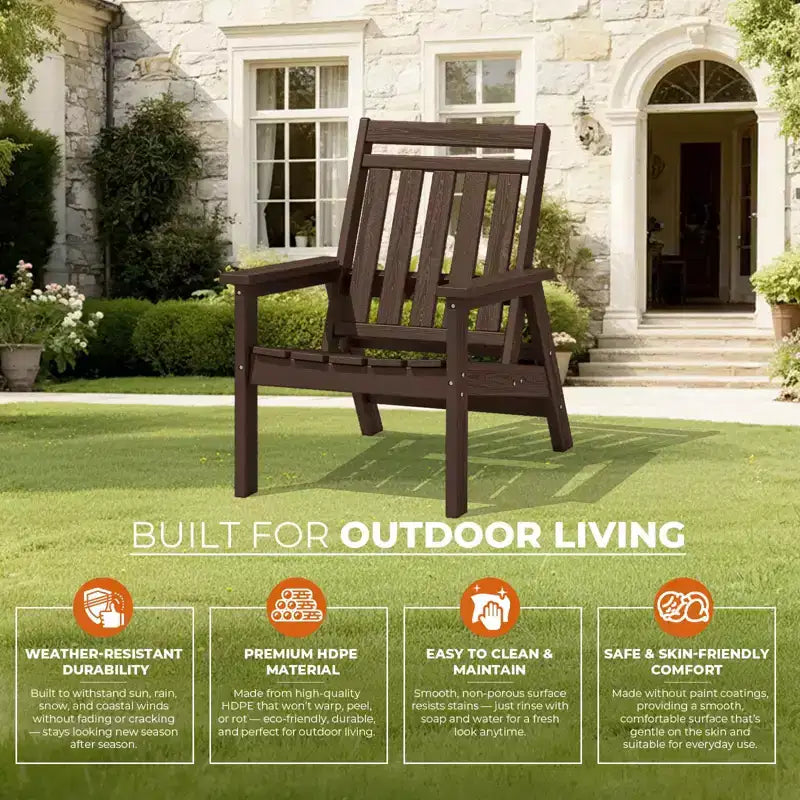 Sedia Adirondack regolabile da giardino Hyleory in HDPE, per tutte le stagioni