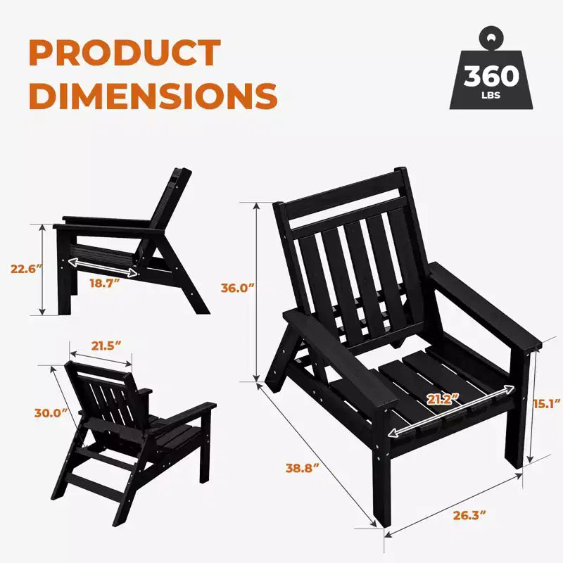 Sedia Adirondack regolabile da giardino Hyleory in HDPE, per tutte le stagioni