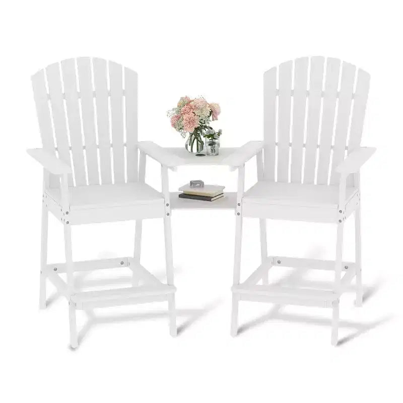 Sgabelli alti Adirondack da esterno con vassoio di collegamento, sedie Adirondack alte da patio per ponte, cortile, balcone, sedie Adirondack da esterno altezza bar