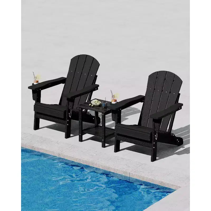 Sedie Adirondack pieghevoli, sedute da esterno in HDPE per tutte le stagioni con texture effetto legno e portabicchieri per patio, braciere e giardino, bianco