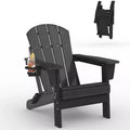 Folding Adirondack Chairs, All-Weather HDPE Outdoor Seating with Wood Texture & Cup Holders for Patio, Fire Pit, and Garden,White