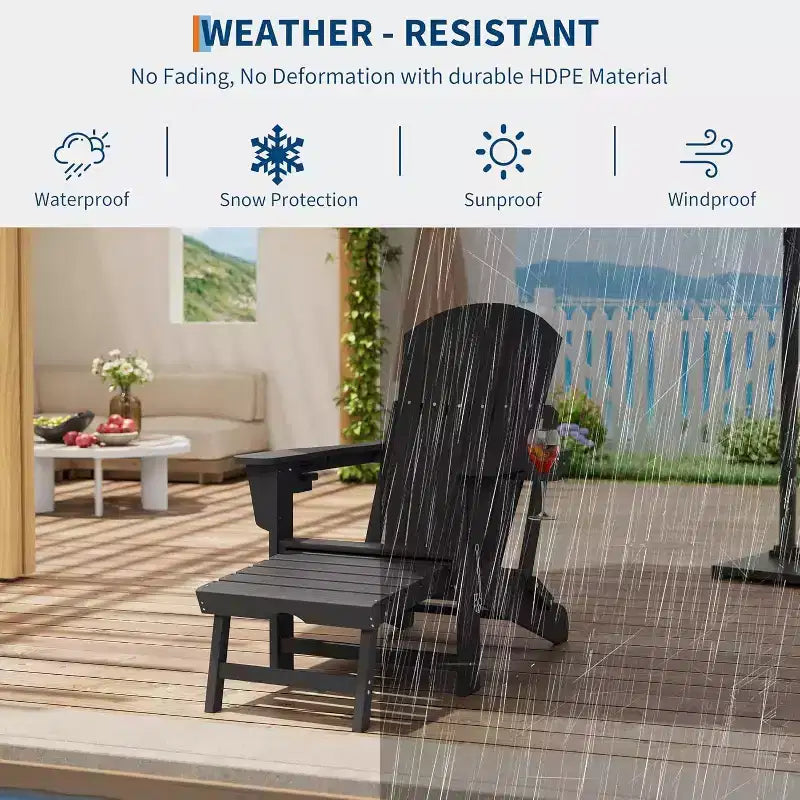 Sedia a dondolo Adirondack da esterno per portico, sedia a dondolo Adirondack pieghevole con due portabicchieri, sedia a dondolo Adirondack da esterno in HDPE per tutte le stagioni
