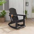 Adirondack Outdoor Rocking Chairs for Porch, Folding Adirondack Rocker Chair With Two Cup Holders, HDPE All Weather Outdoor Adirondacks Rocking Chair