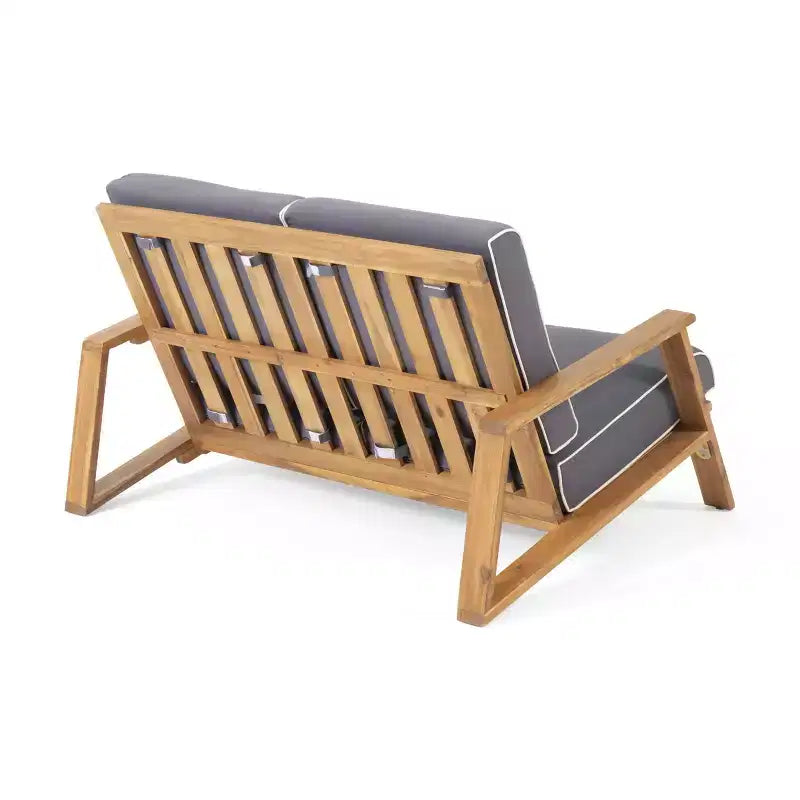 MAYEERTY Set Divano da Giardino 2 Pezzi, Divanetto Adirondack e Tavolino da Caffè in Legno massello di Acacia con Cuscini Resistenti alle Intemperie