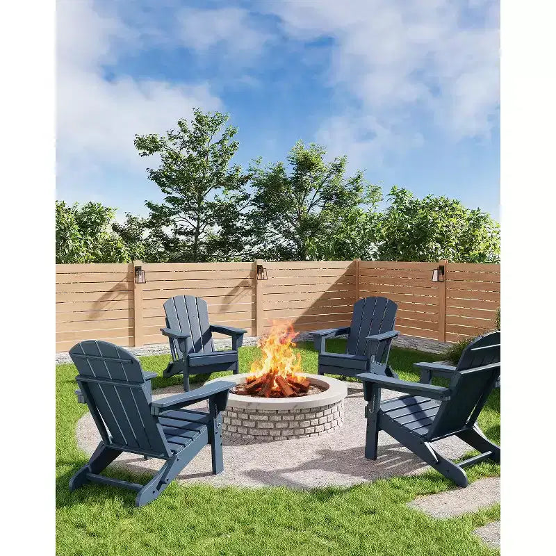 Sedie Adirondack pieghevoli da 1/2 pz, sedie da esterno in plastica HDPE con texture effetto legno, per pontile, patio, piscina, giardino