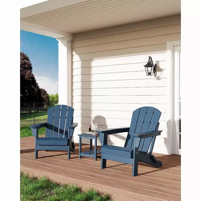 Sedie Adirondack pieghevoli da 1/2 pz, sedie da esterno in plastica HDPE con texture effetto legno, per pontile, patio, piscina, giardino