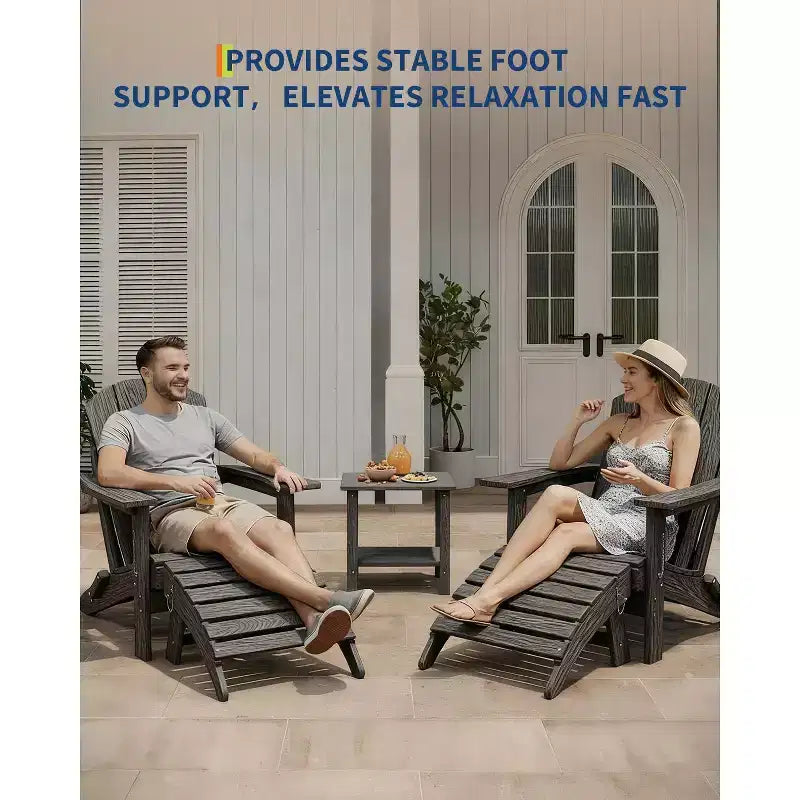 1/2 Pezzi Poggiapiedi Pieghevole Adirondack, Ottomano da Esterno in Plastica HDPE per Tutte le Stagioni, Portatile per Sdraio da Patio, Bordo Piscina, Terrazza e Giardino