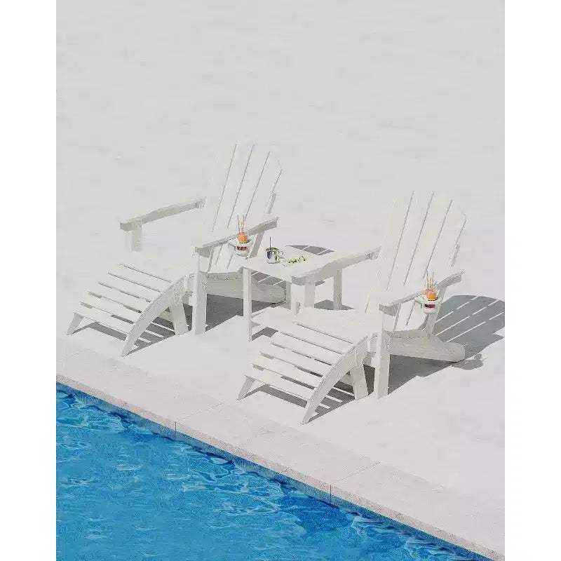 1/2 Pezzi Poggiapiedi Pieghevole Adirondack, Ottomano da Esterno in Plastica HDPE per Tutte le Stagioni, Portatile per Sdraio da Patio, Bordo Piscina, Terrazza e Giardino