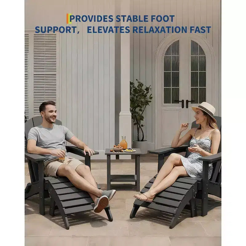1/2 Pezzi Poggiapiedi Pieghevole Adirondack, Ottomano da Esterno in Plastica HDPE per Tutte le Stagioni, Portatile per Sdraio da Patio, Bordo Piscina, Terrazza e Giardino