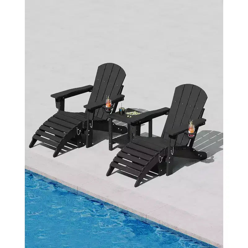 1/2 Pezzi Poggiapiedi Pieghevole Adirondack, Ottomano da Esterno in Plastica HDPE per Tutte le Stagioni, Portatile per Sdraio da Patio, Bordo Piscina, Terrazza e Giardino