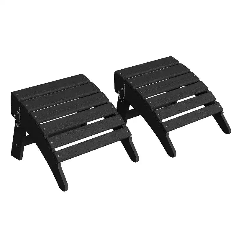 1/2 Pezzi Poggiapiedi Pieghevole Adirondack, Ottomano da Esterno in Plastica HDPE per Tutte le Stagioni, Portatile per Sdraio da Patio, Bordo Piscina, Terrazza e Giardino