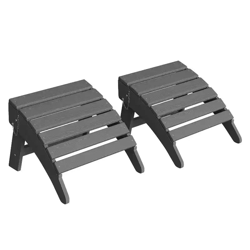 1/2 Pezzi Poggiapiedi Pieghevole Adirondack, Ottomano da Esterno in Plastica HDPE per Tutte le Stagioni, Portatile per Sdraio da Patio, Bordo Piscina, Terrazza e Giardino