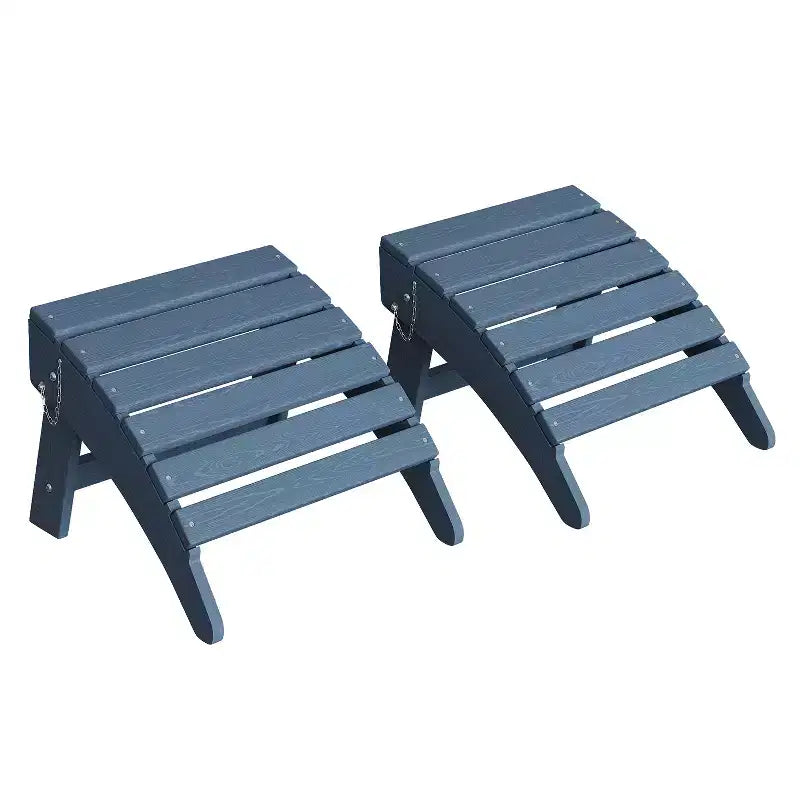 1/2 Pezzi Poggiapiedi Pieghevole Adirondack, Ottomano da Esterno in Plastica HDPE per Tutte le Stagioni, Portatile per Sdraio da Patio, Bordo Piscina, Terrazza e Giardino