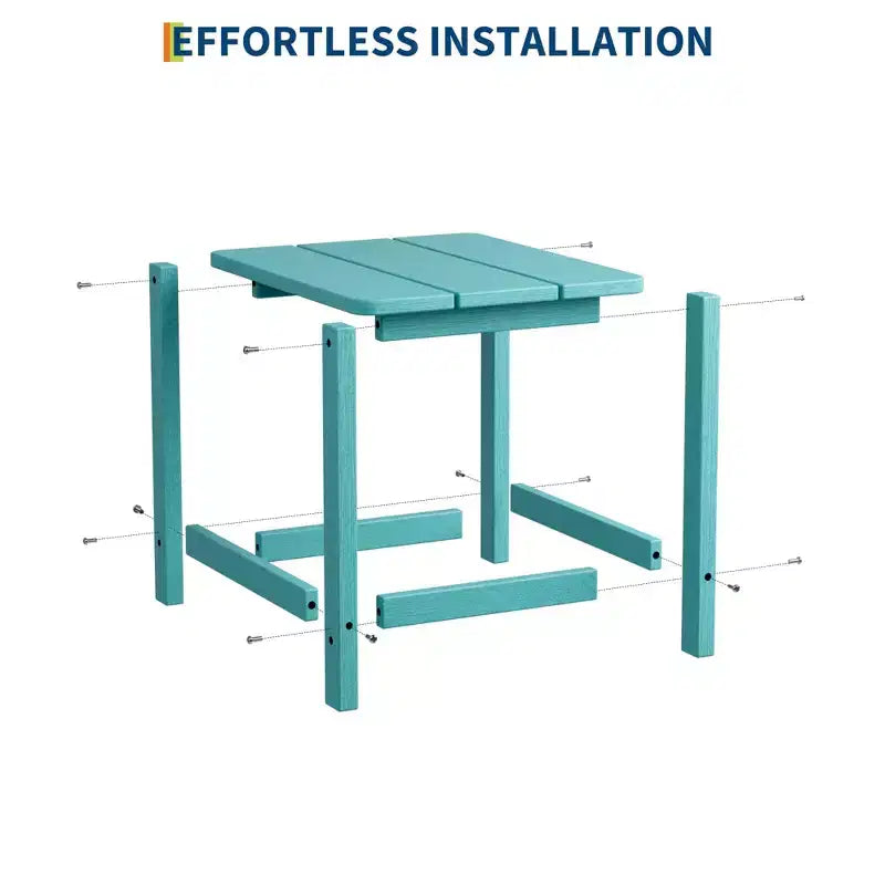 Tavolino quadrato da esterno in HDPE GustoWave - Tavolino da giardino stile Adirondack per spiaggia, piscina, giardino, balcone, portico