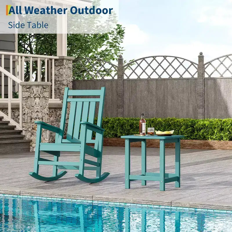 Tavolino quadrato da esterno in HDPE GustoWave - Tavolino da giardino stile Adirondack per spiaggia, piscina, giardino, balcone, portico