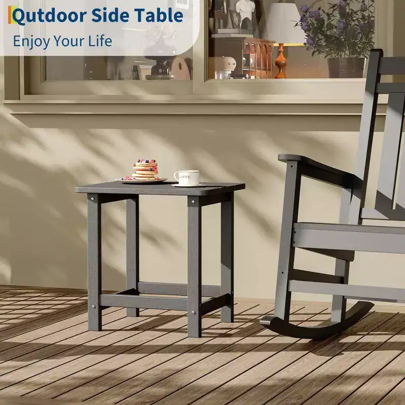 Tavolino quadrato da esterno in HDPE GustoWave - Tavolino da giardino stile Adirondack per spiaggia, piscina, giardino, balcone, portico