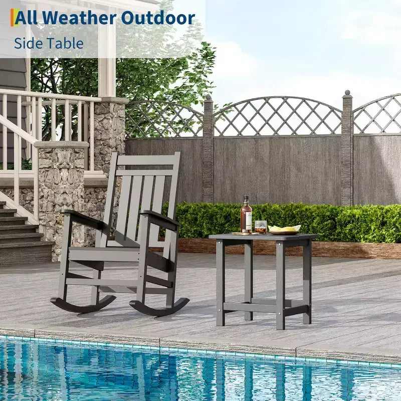 Tavolino quadrato da esterno in HDPE GustoWave - Tavolino da giardino stile Adirondack per spiaggia, piscina, giardino, balcone, portico