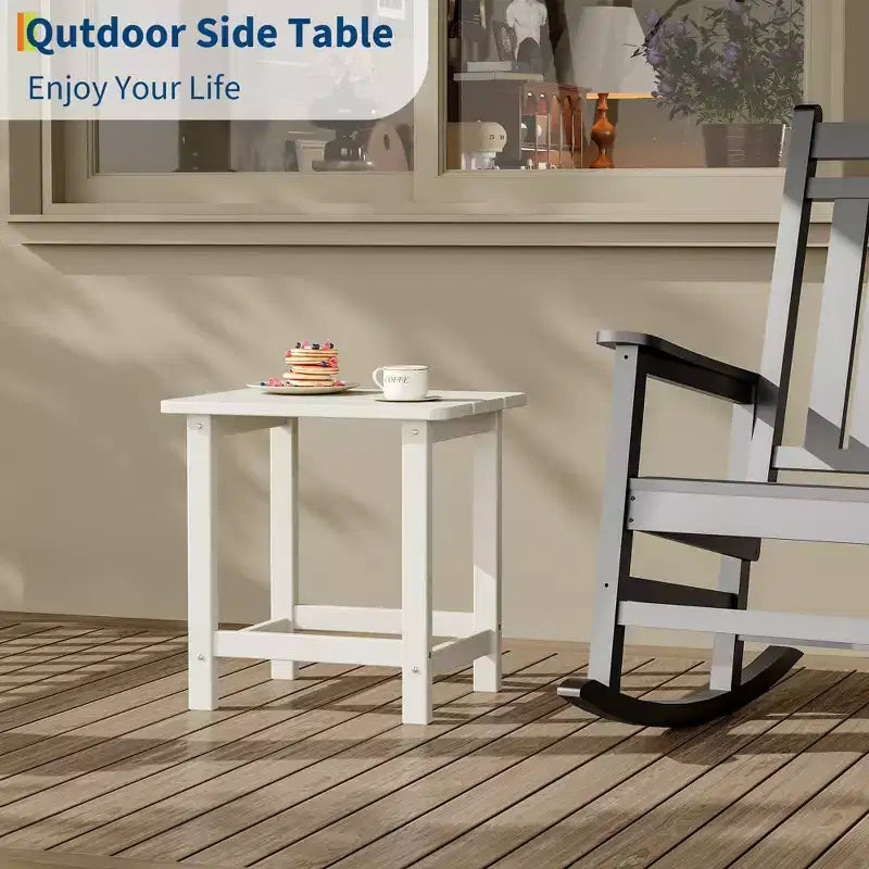 Tavolino quadrato da esterno in HDPE GustoWave - Tavolino da giardino stile Adirondack per spiaggia, piscina, giardino, balcone, portico