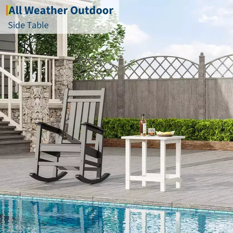 Tavolino quadrato da esterno in HDPE GustoWave - Tavolino da giardino stile Adirondack per spiaggia, piscina, giardino, balcone, portico