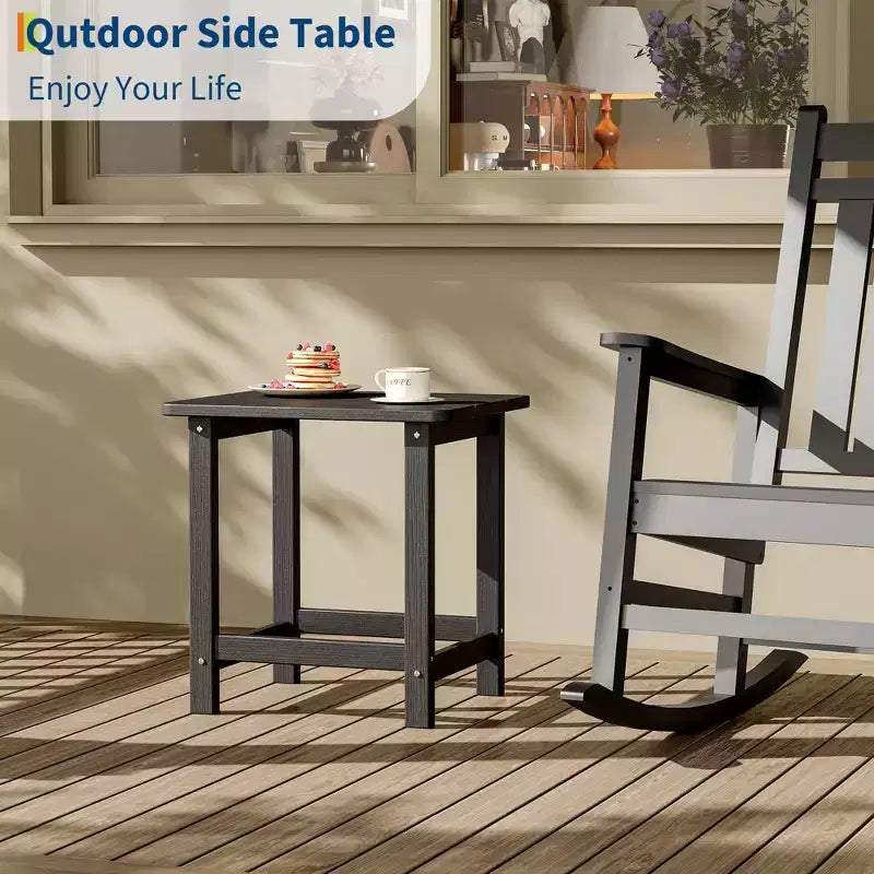 Tavolino quadrato da esterno in HDPE GustoWave - Tavolino da giardino stile Adirondack per spiaggia, piscina, giardino, balcone, portico