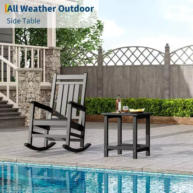 Tavolino quadrato da esterno in HDPE GustoWave - Tavolino da giardino stile Adirondack per spiaggia, piscina, giardino, balcone, portico