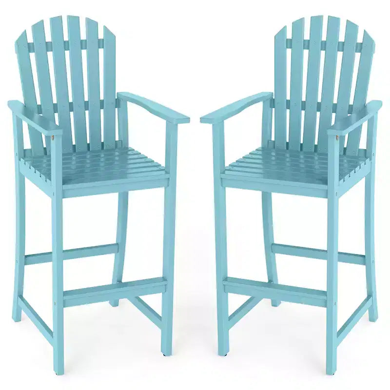 Gymax 2PCS Tall Adirondack Chair w/Back Armrests & Footrest for Balcony Porch Deck