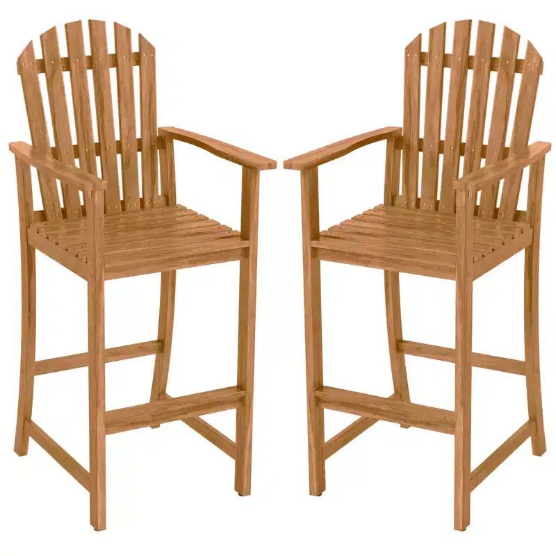 Chaise Adirondack haute Gymax 2 PCS avec dossier, accoudoirs et repose-pieds pour balcon, véranda, terrasse