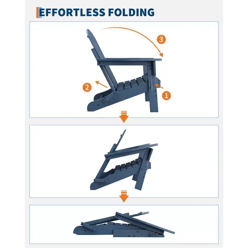 COZONY Set di 2 sedie Adirondack pieghevoli, sedia da esterno in HDPE effetto legno per patio con portabicchieri, resistente a tutte le intemperie