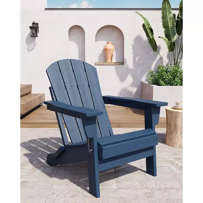 COZONY Set di 2 sedie Adirondack pieghevoli, sedia da esterno in HDPE effetto legno per patio con portabicchieri, resistente a tutte le intemperie