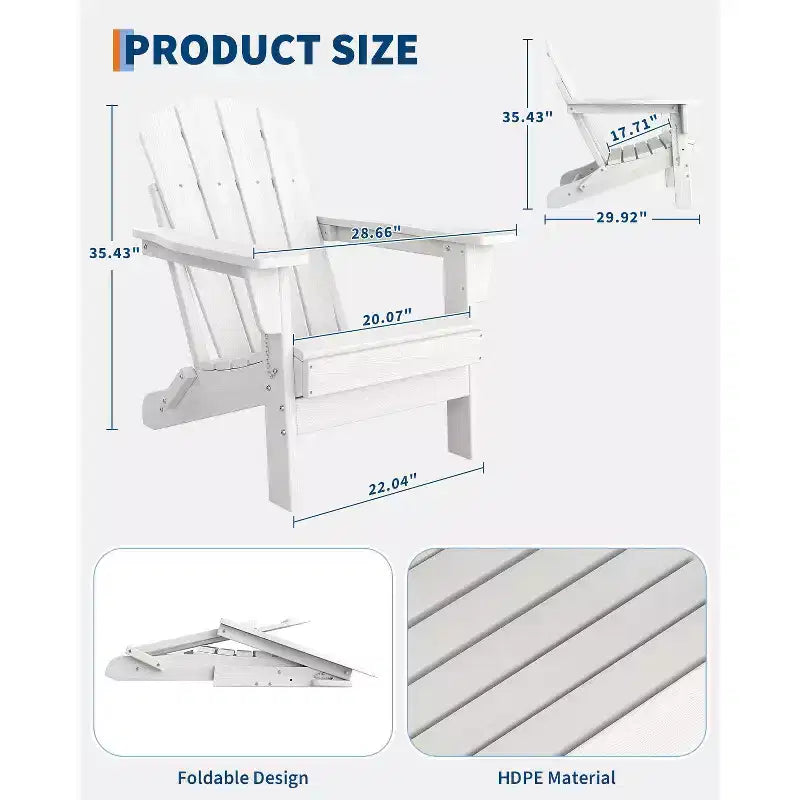 COZONY Set di 2 sedie Adirondack pieghevoli, sedia da esterno in HDPE effetto legno per patio con portabicchieri, resistente a tutte le intemperie