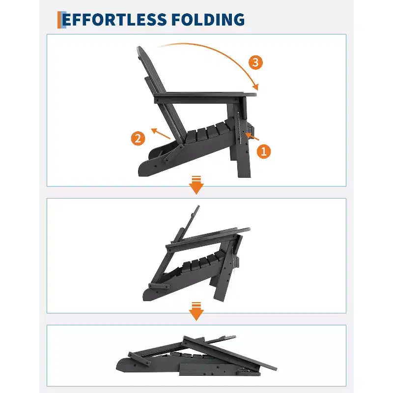 COZONY Set di 2 sedie Adirondack pieghevoli, sedia da esterno in HDPE effetto legno per patio con portabicchieri, resistente a tutte le intemperie