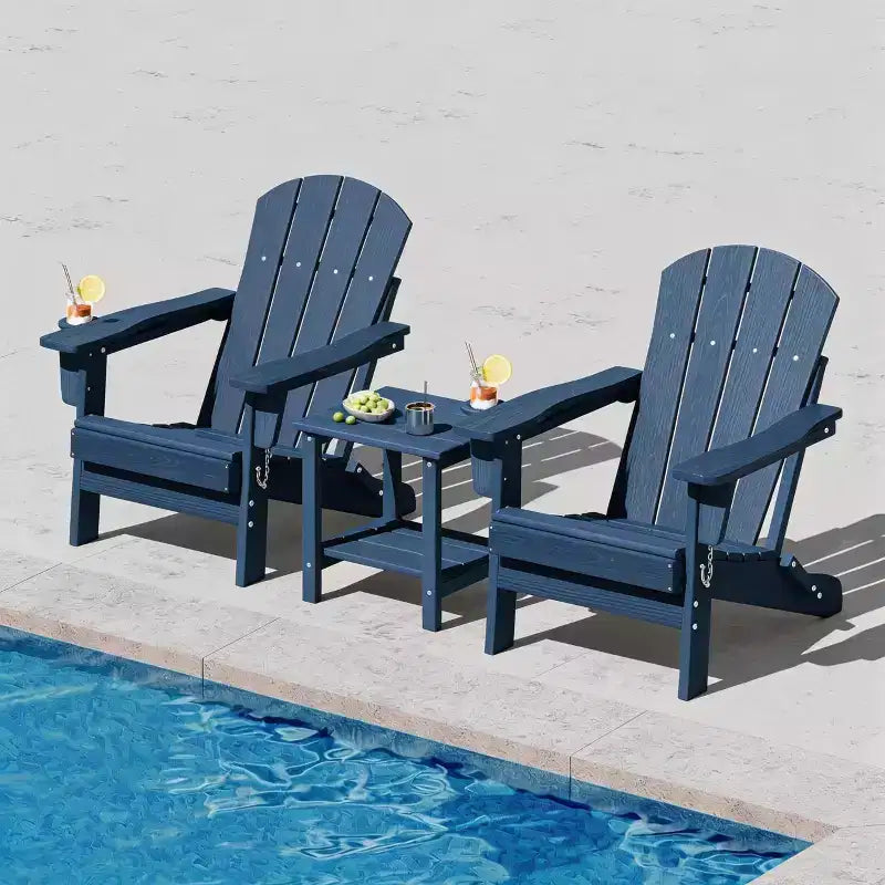 COZONY Set di 2 sedie Adirondack pieghevoli, sedia da esterno in HDPE effetto legno per patio con portabicchieri, resistente a tutte le intemperie