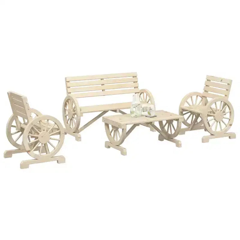 vidaXL Set Divani da Giardino 4 pz in Legno Massello di Abete per Esterni