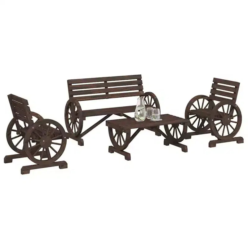 vidaXL Set Divani da Giardino 4 pz in Legno Massello di Abete per Esterni