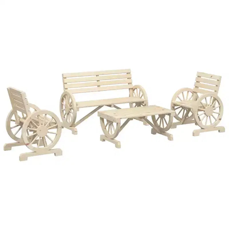 vidaXL Patio Lounge Set Outdoor Garden Seat Furniture 4 Piece Solid Wood Fir