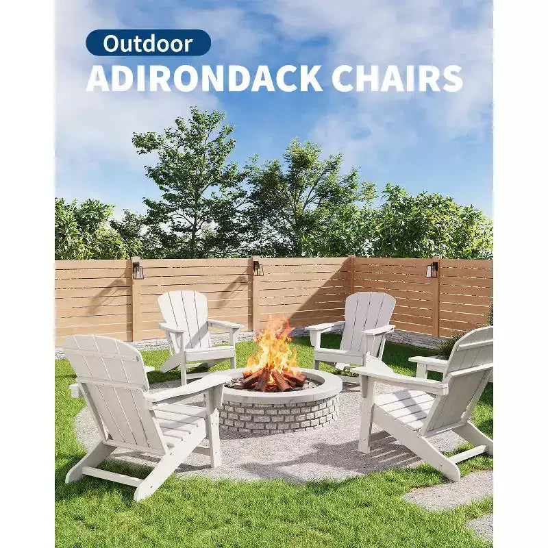 Sedia Adirondack Oversize per tutte le stagioni, capacità 172 kg, in HDPE con texture effetto legno, robusta sedia da esterno per patio, prato e terrazza