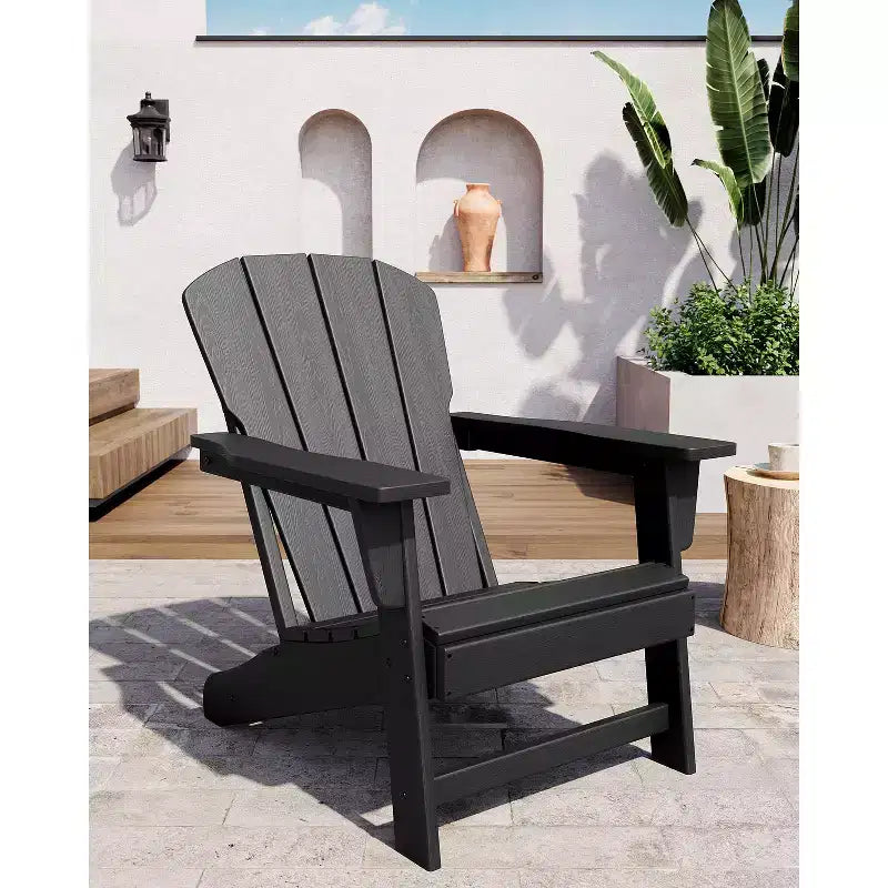 Sedia Adirondack Oversize per tutte le stagioni, capacità 172 kg, in HDPE con texture effetto legno, robusta sedia da esterno per patio, prato e terrazza