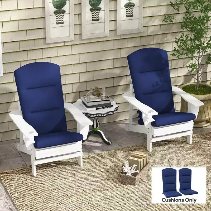 Cuscini per sedia da esterno Adirondack, cuscini di ricambio con lacci, cuscino per seduta e schienale, blu