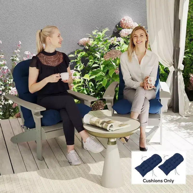 Cuscini per sedia Adirondack set da 2, cuscini da patio trapuntati con schienale alto antiscivolo per sedie Adirondack, blu navy