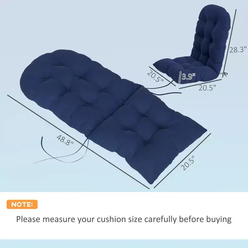 Cuscini per sedia Adirondack set da 2, cuscini da patio trapuntati con schienale alto antiscivolo per sedie Adirondack, blu navy